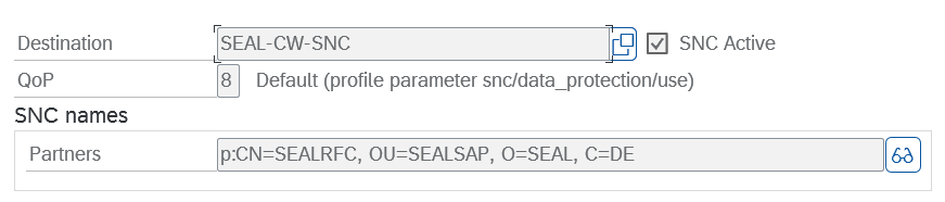 SAP dialog showing the addded partner name with prefix p: