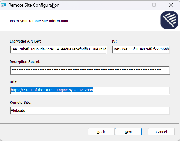 Remote site installation example